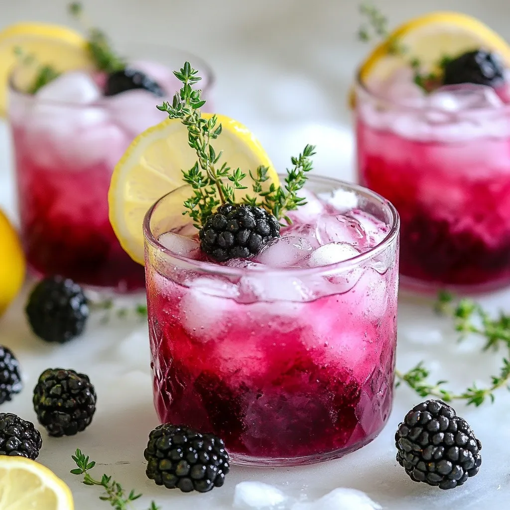 Blackberry Thyme Sparkler Mocktail Refreshing Drink