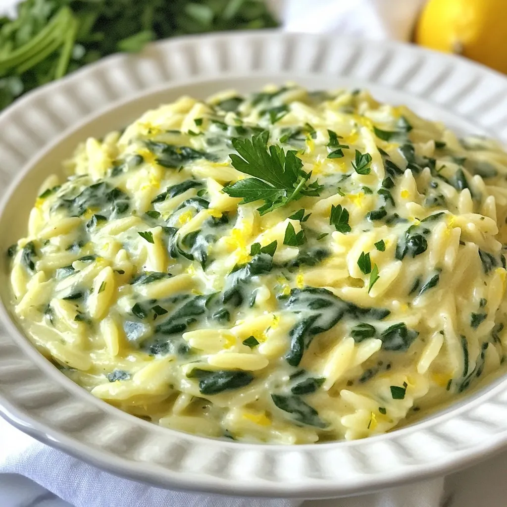 Creamy Lemon Spinach Orzo Delightfully Easy Recipe