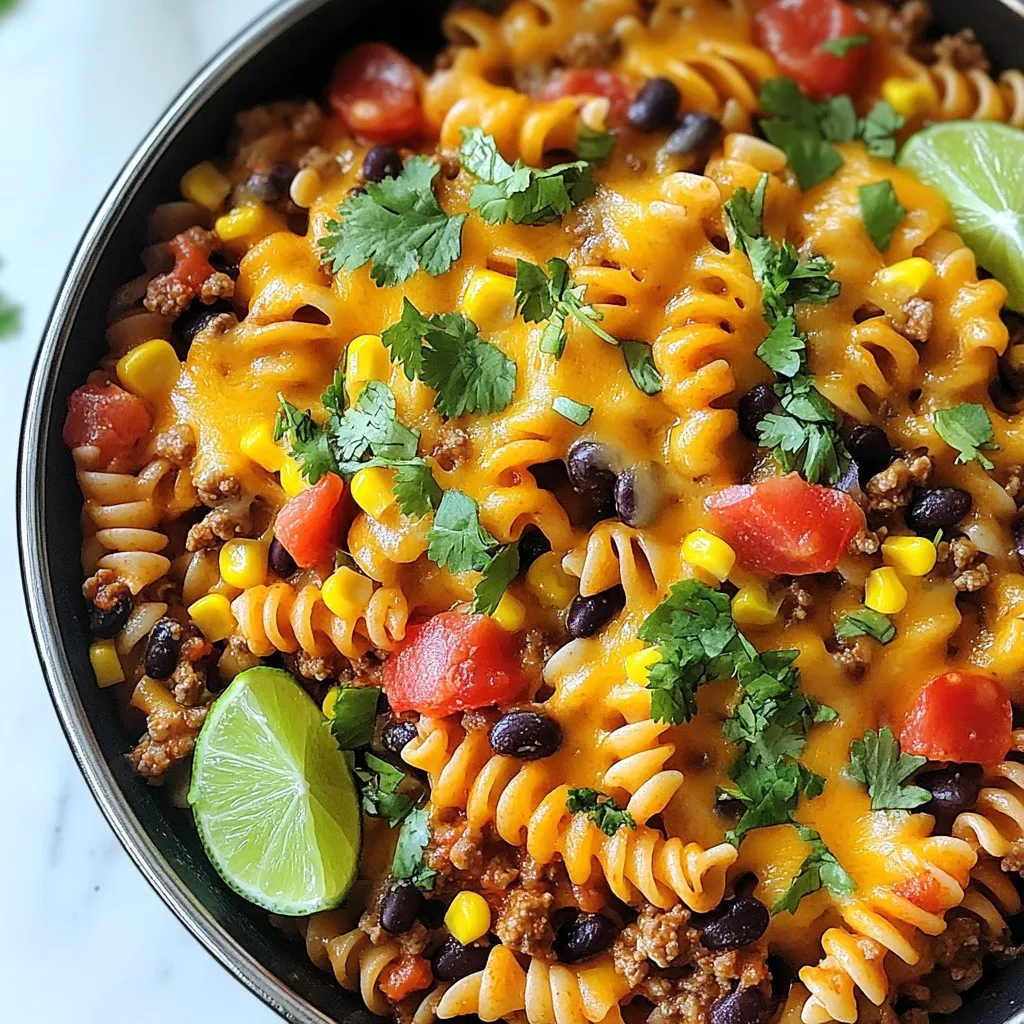Cheesy Taco Pasta Skillet Quick and Simple Meal