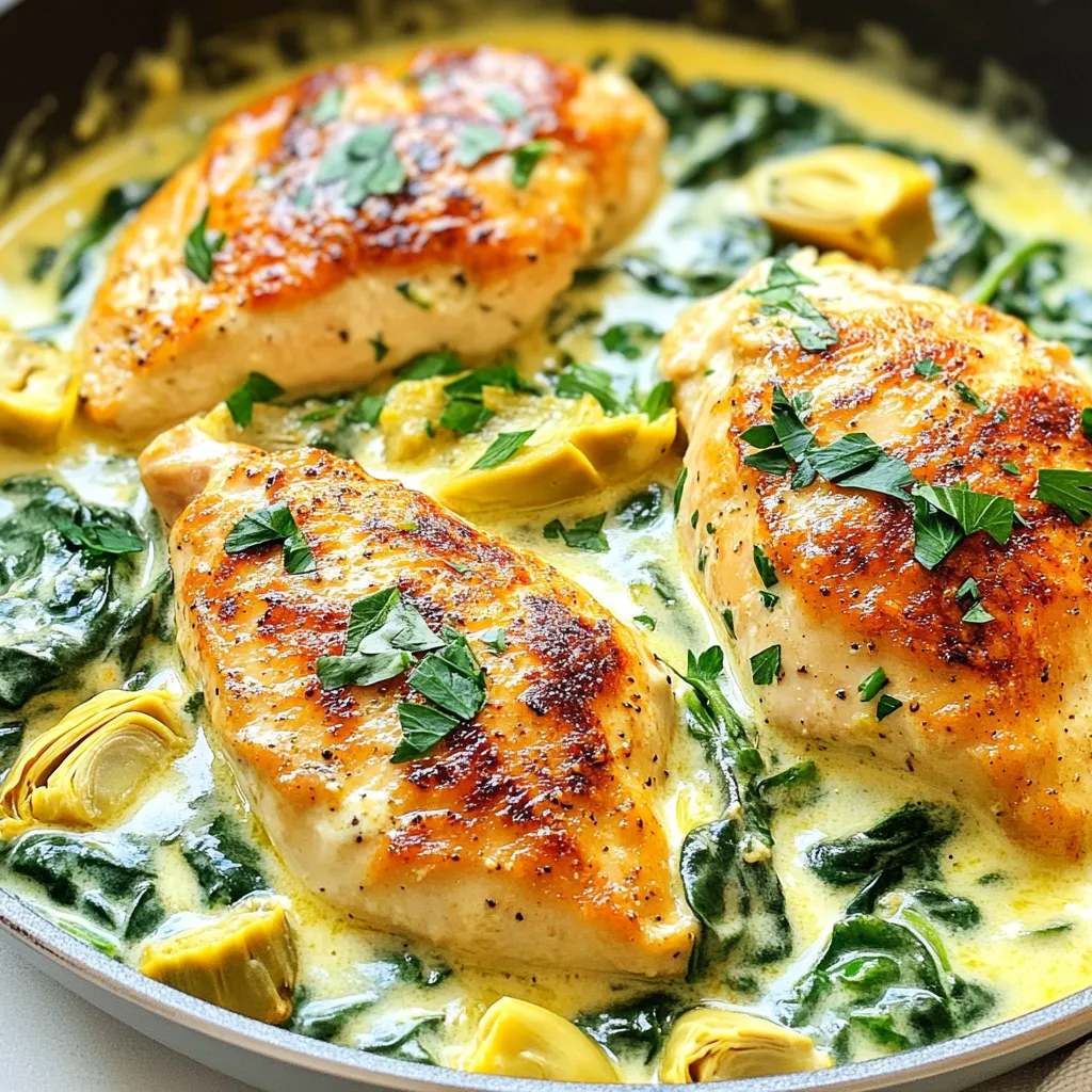 Creamy Spinach Artichoke Chicken Skillet Delight