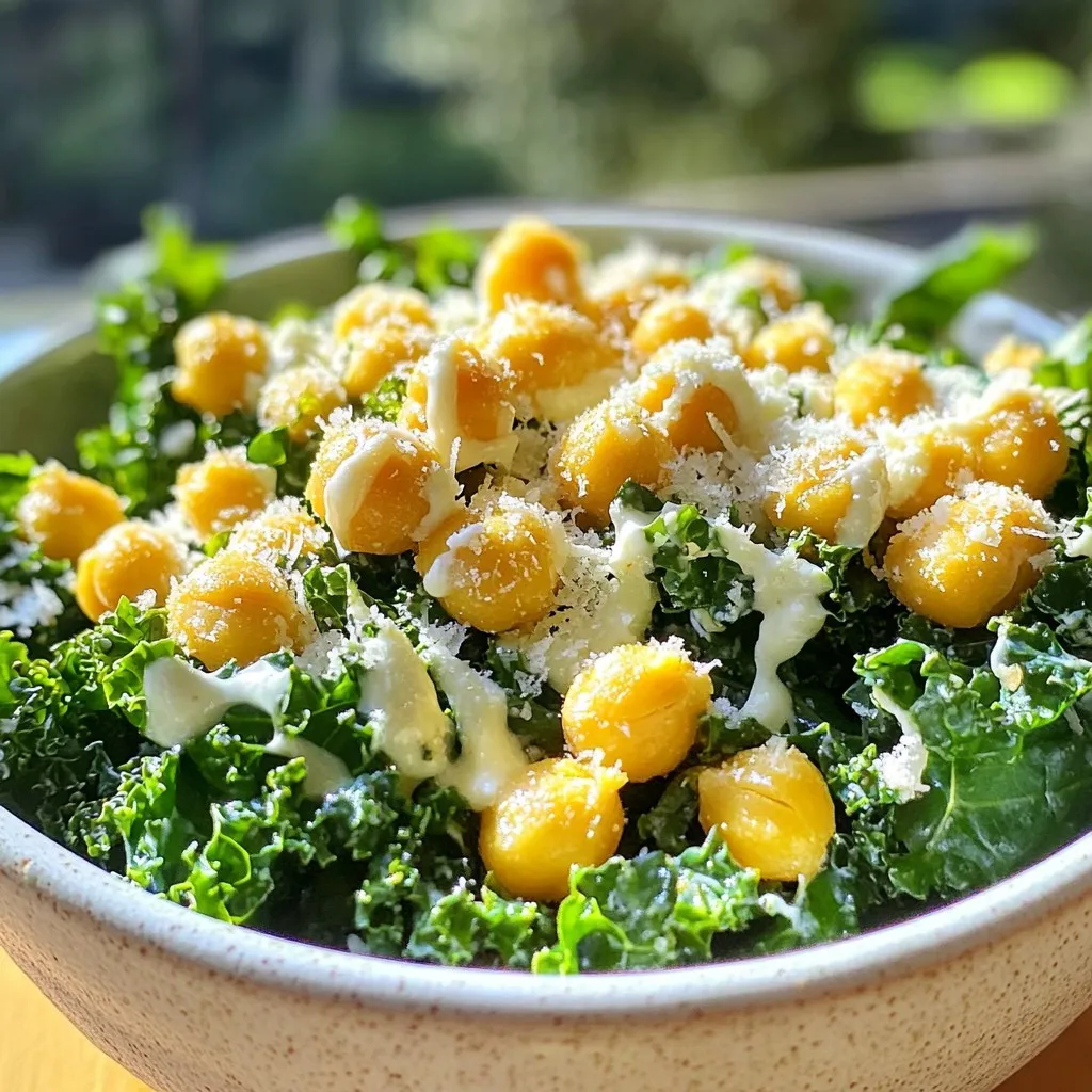 Kale Caesar Salad with Crispy Chickpeas Delight