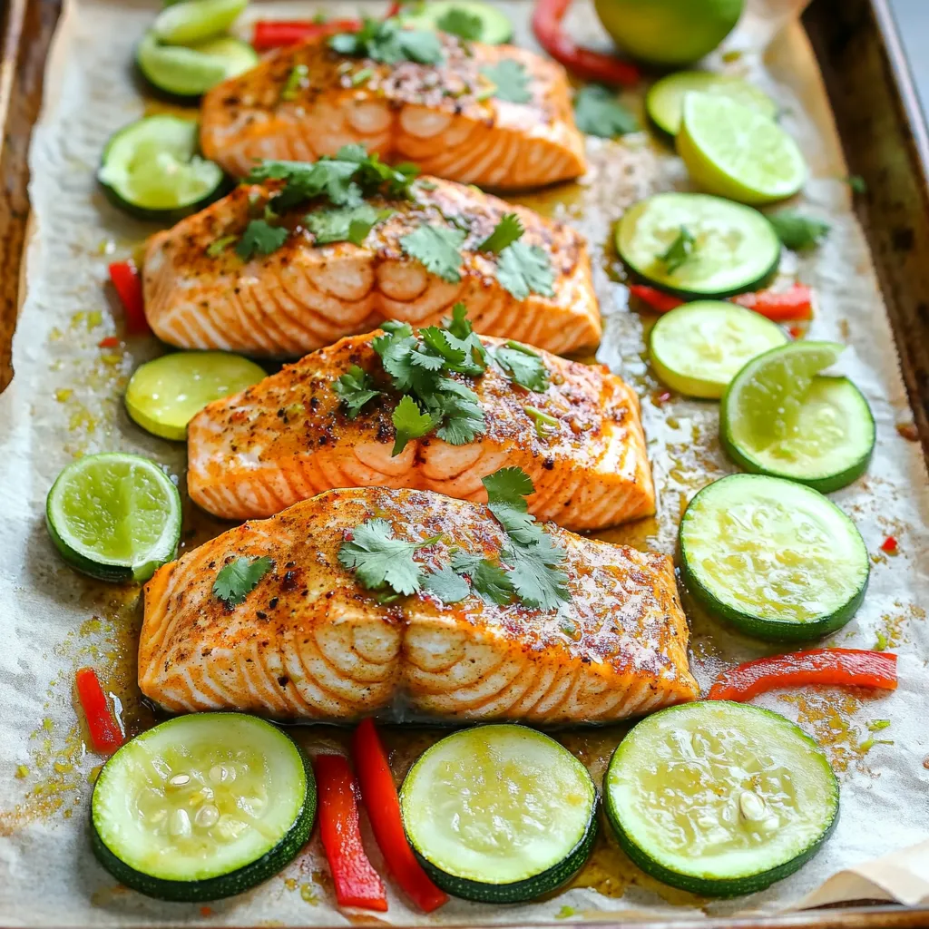 Chili Lime Salmon &#038; Zucchini Sheet Pan Delight