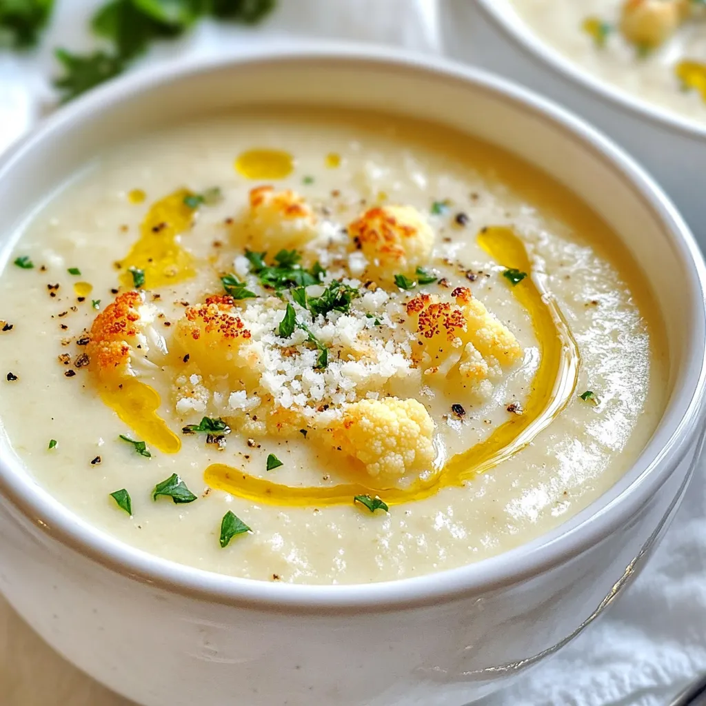 Garlic Parmesan Roasted Cauliflower Soup Delight