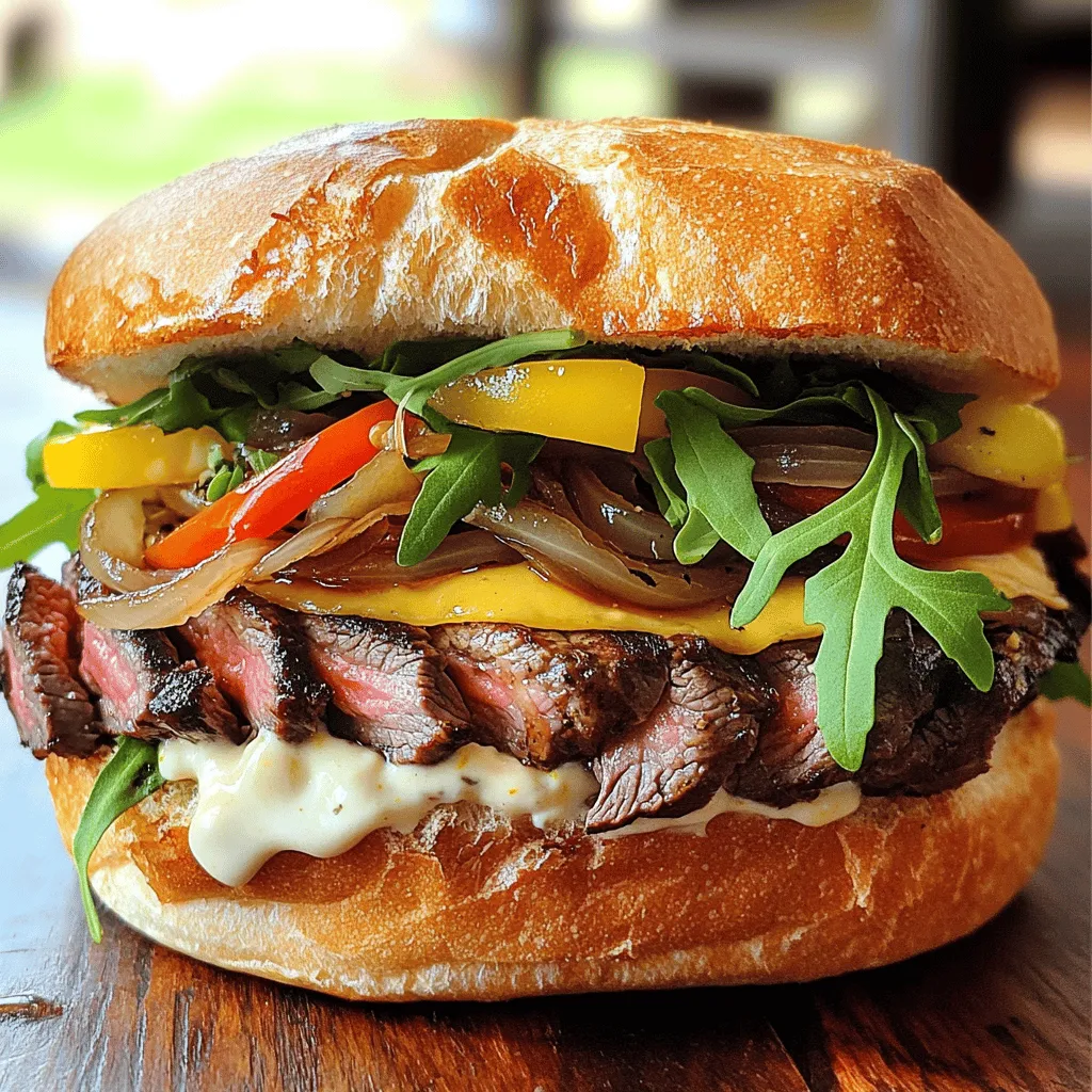 Sliced Steak Sandwich Delight with Flavorful Toppings