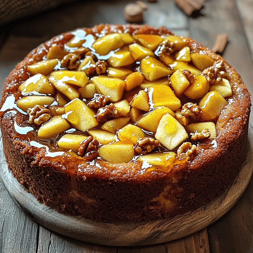 Warm Maple Glazed Apple Walnut Cake Delightful Treat