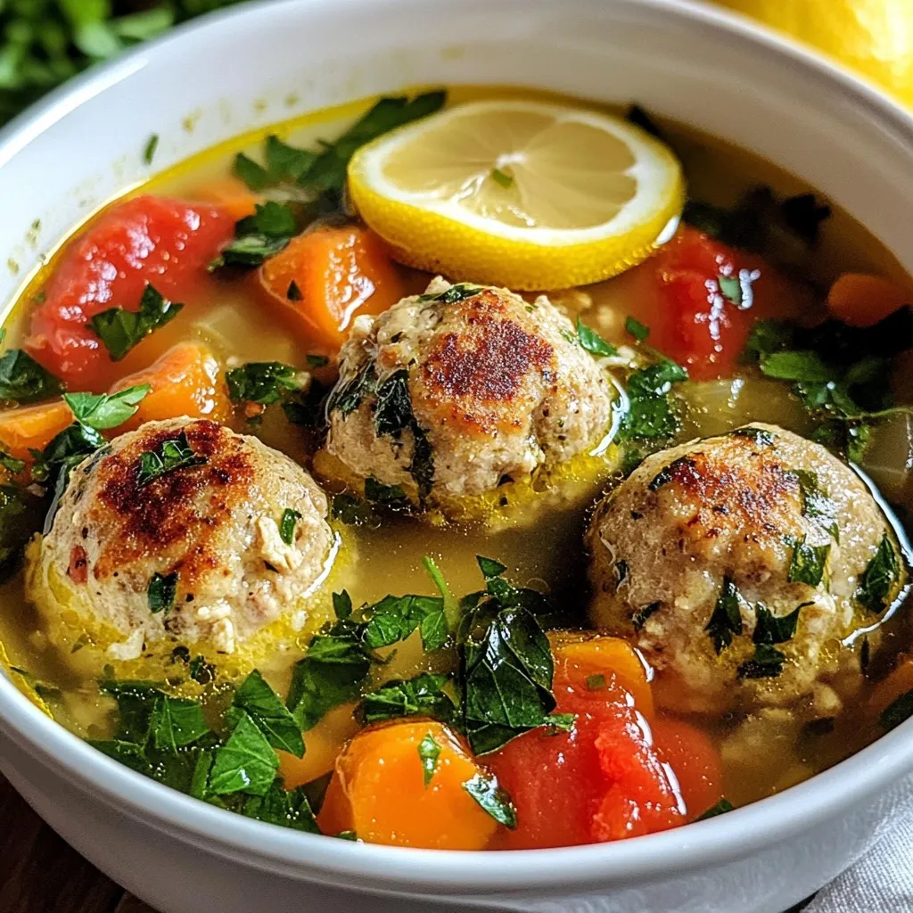 Garlic Herb Chicken Meatball Soup Comforting Delight