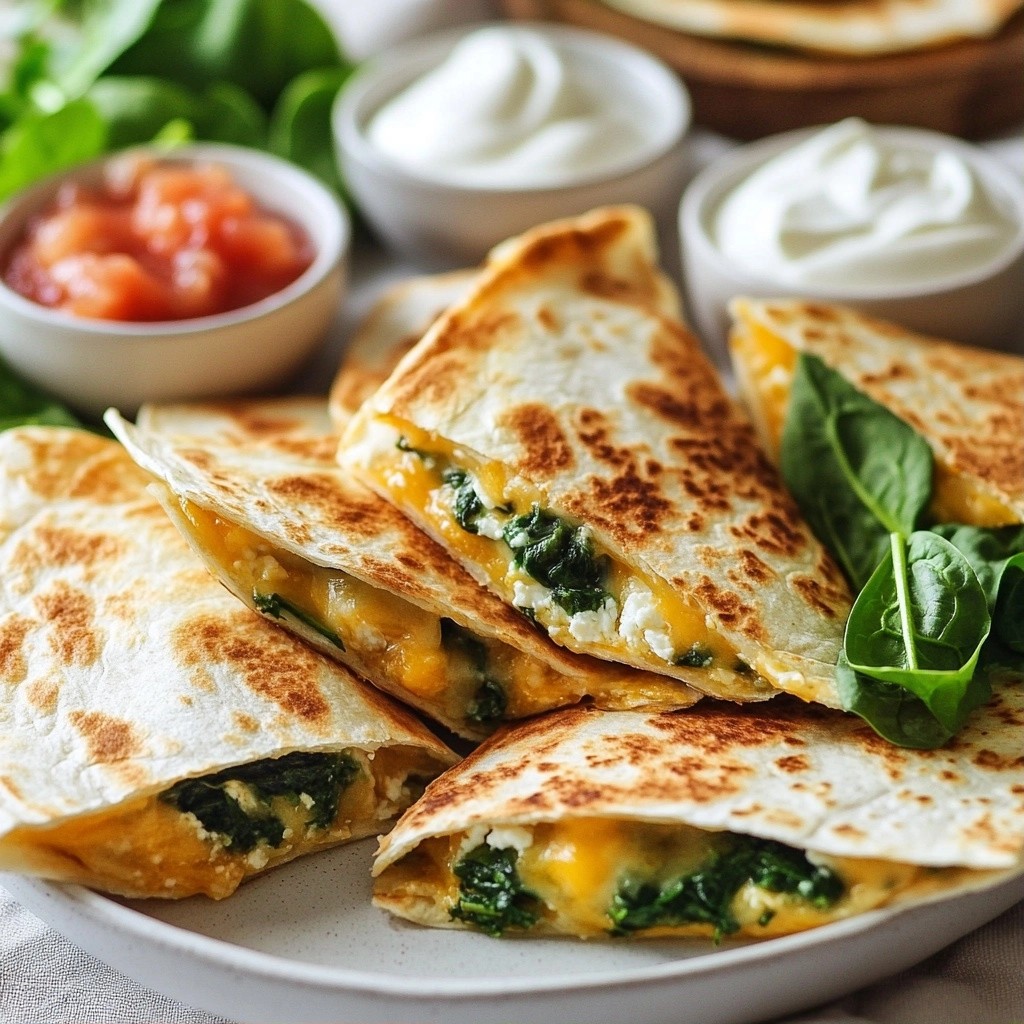 Cheesy Kid-Friendly Spinach and Feta Quesadillas