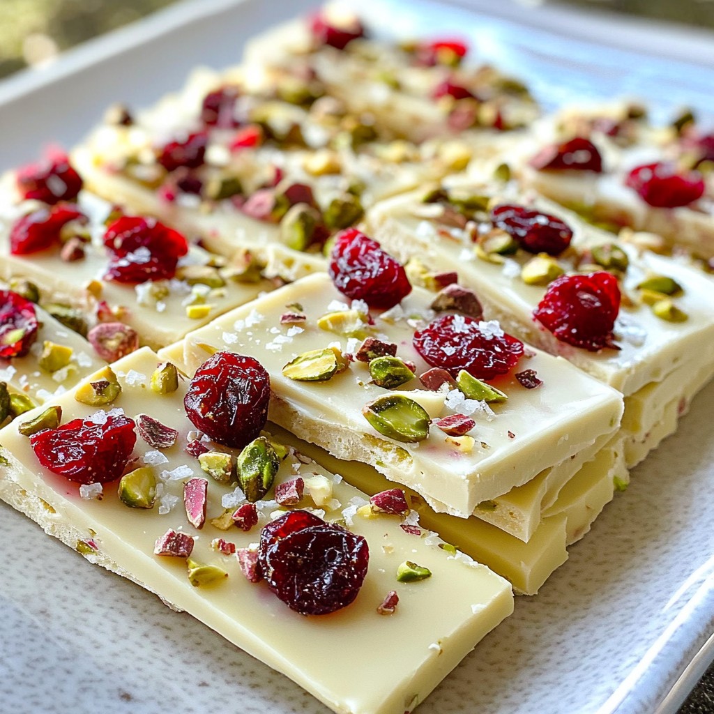 Cranberry Pistachio White Chocolate Bark Delight