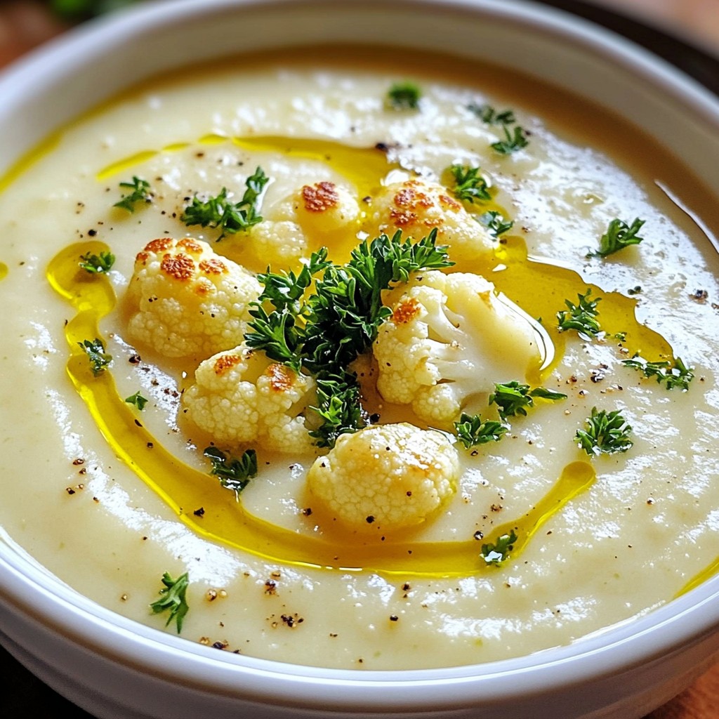 Roasted Garlic Cauliflower Soup Creamy and Comforting