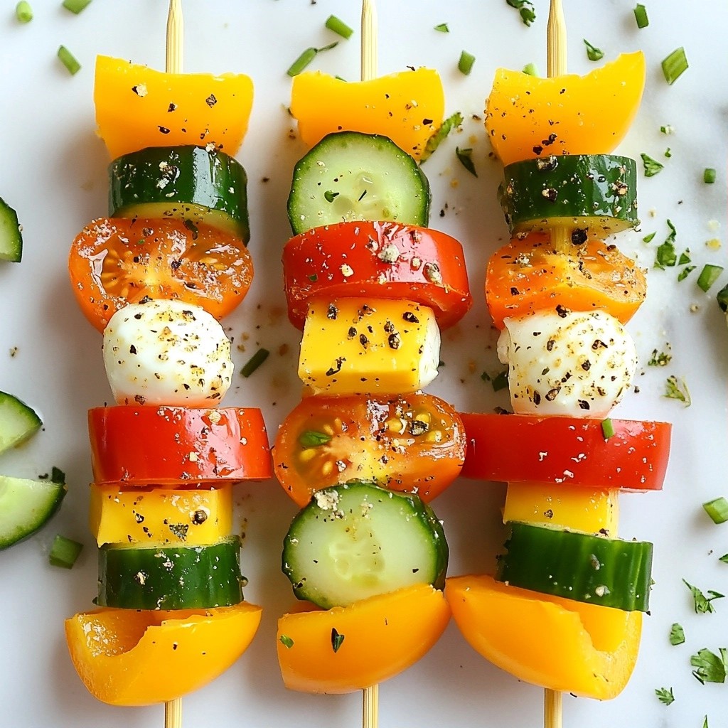 Colorful Kids-Friendly Veggie and Cheese Skewers Delight