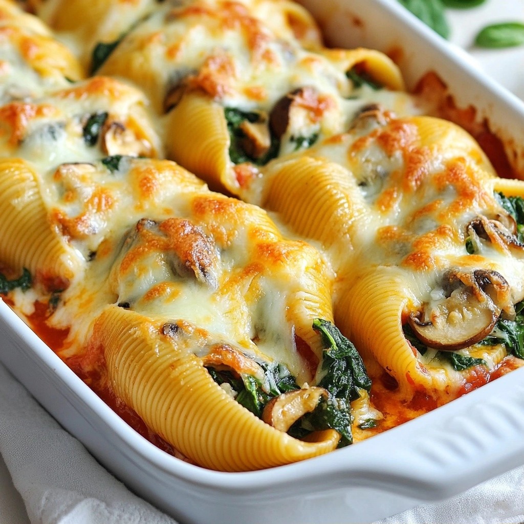 Cheesy Family Meal Mushroom Spinach Stuffed Shells