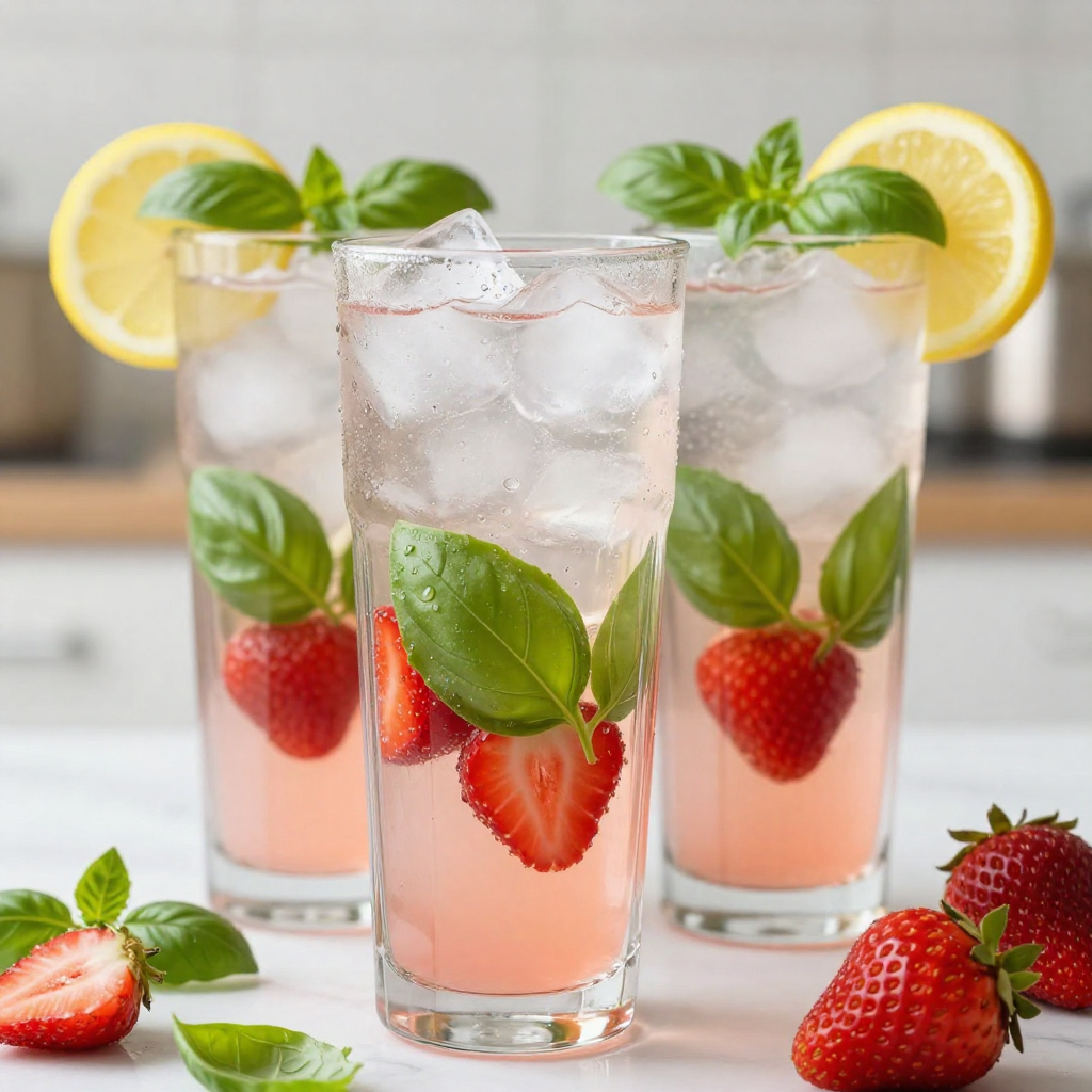 Strawberry Basil Lemonade Refreshing Summer Drink