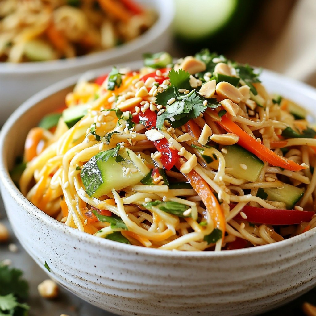 Sesame Peanut Cold Noodle Salad Healthy and Crunchy Dish