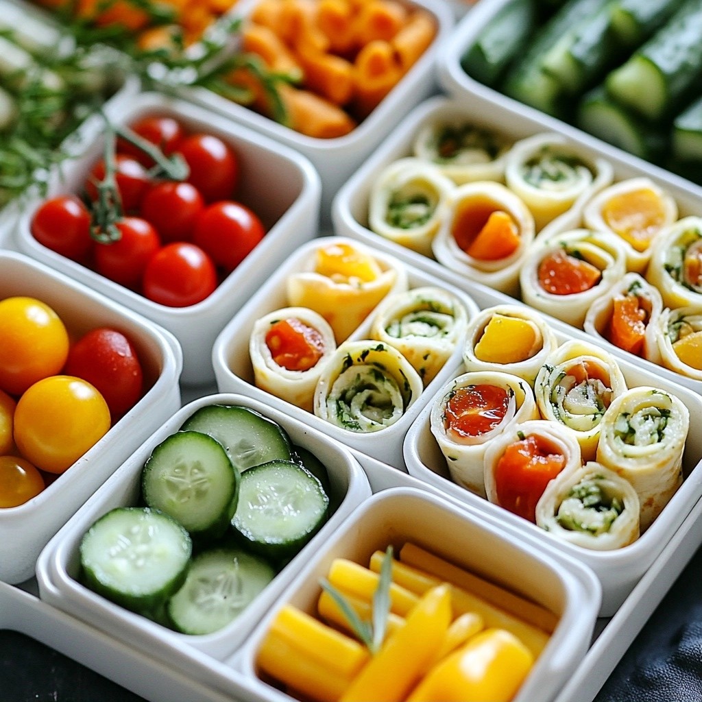 Colorful Kids-Friendly Veggie and Cheese Bento Boxes