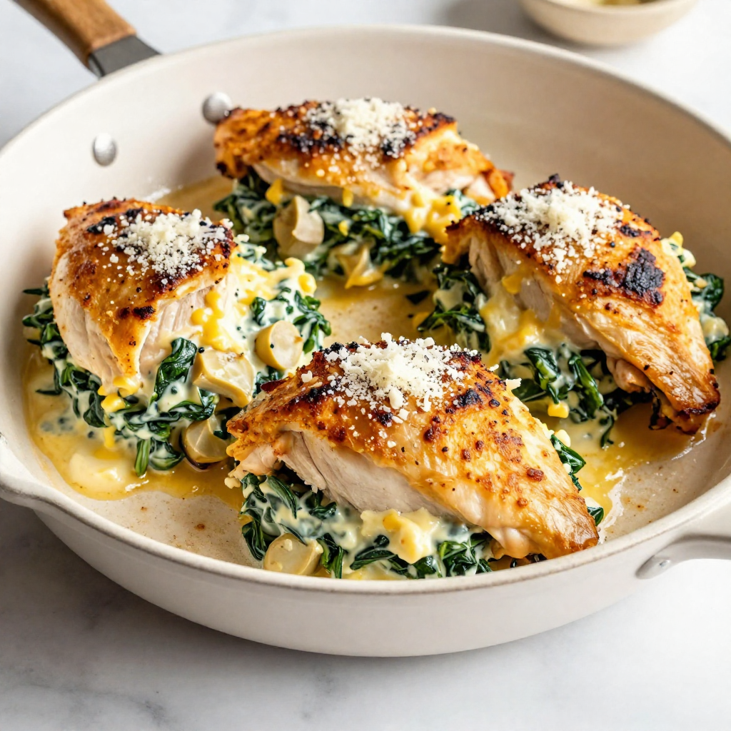 Cheesy Spinach Artichoke Stuffed Chicken Delight