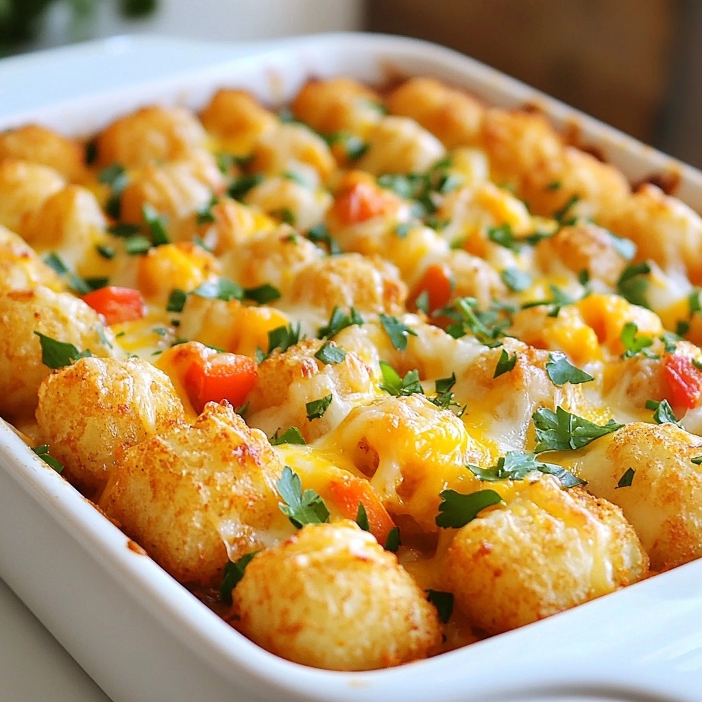 Cheesy Kid-Friendly Vegetable Tater Tot Casserole