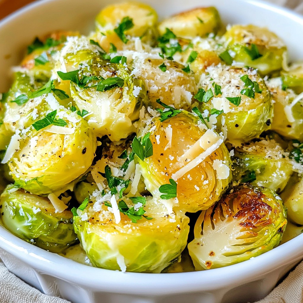 Creamy Garlic Parmesan Brussels Sprouts Savory Delight