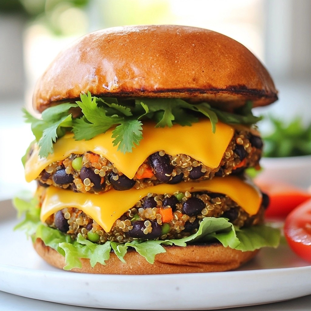 Cheesy Family Meal Veggie and Black Bean Burgers