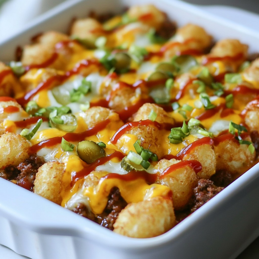 Loaded Cheeseburger Tater Tot Casserole Delight