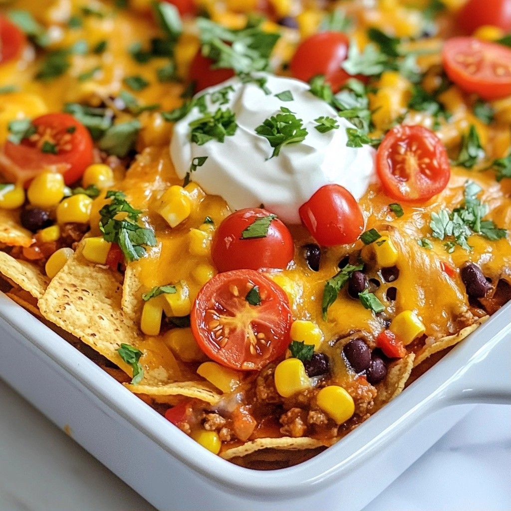 Hearty family meal Veggie Nacho Casserole Delight