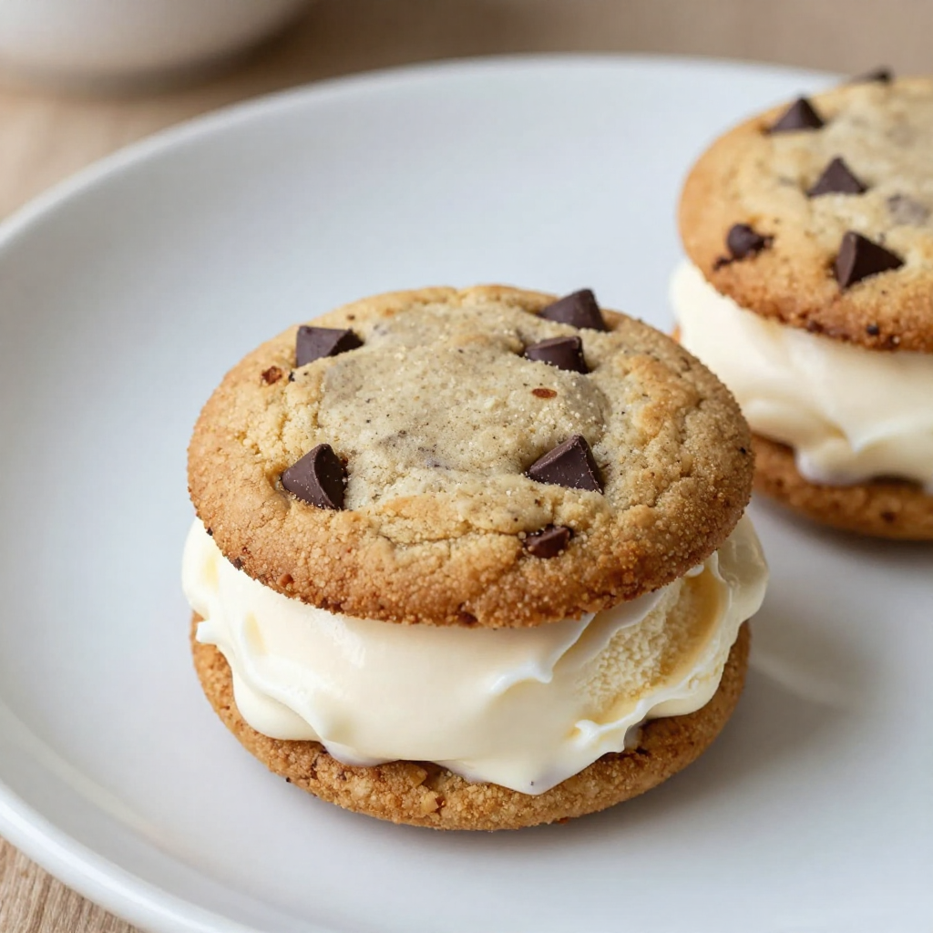 Chocolate Chip Cookie Dough Ice Cream Sandwiches Delight
